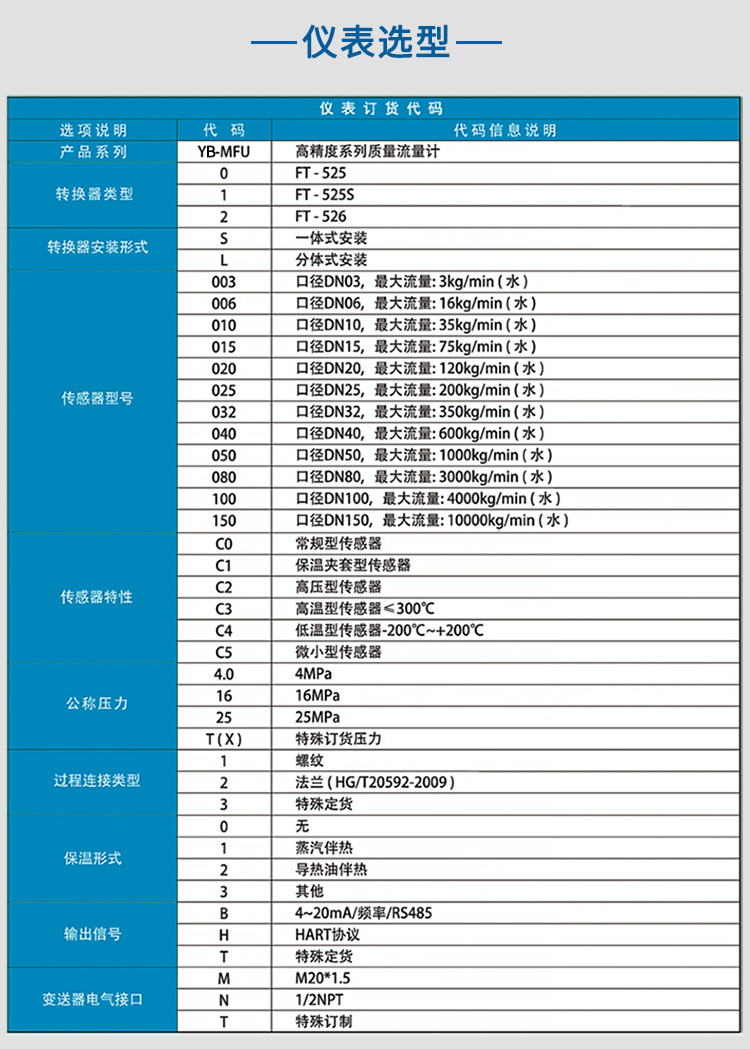 二氧化碳質(zhì)量流量計選項表