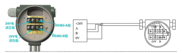 DN100壓縮空氣流量計RS-485通訊的配線設(shè)計圖